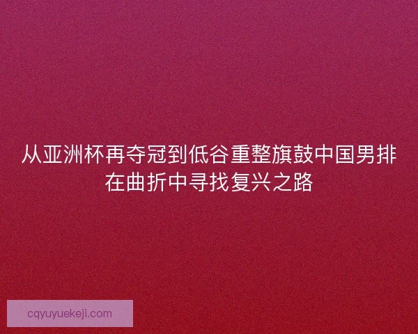 从亚洲杯再夺冠到低谷重整旗鼓中国男排在曲折中寻找复兴之路